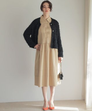 組曲 チュールヤーンファンシーニット ジャケット ブラック系