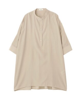 earth music&ecology スタンドカラーオーバーチュニックシャツ Beige