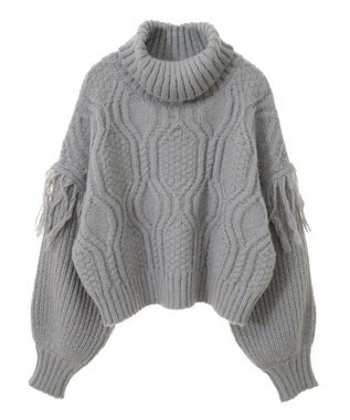 Green Parks ・ｓｗｉｎｇ　ｂｙ　フリンジタートルニット Gray