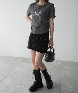 WEGO メタリックバタフライサークルロゴT スミクロ