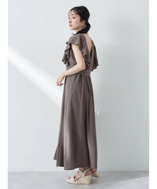 earth music&ecology ＳＥＴ２点　フリルショルダーツーピースワンピース Brown