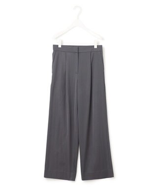 ICB 【接触冷感・UVケア・洗える】 ヴィスコースナイロンサテン ワイドパンツ チャコール系