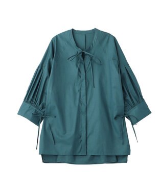 YECCA VECCA 【ORGABITS】5分袖スキッパーシャツ Blue Green