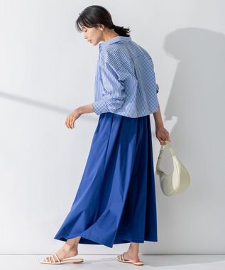 23区 【CLASSY.コラボ/洗える】シャツアンサンブル ワンピース ブルーストライプ×ブルー