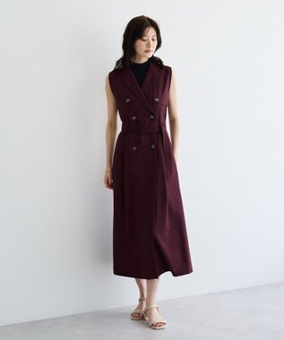 YECCA VECCA 【UVカット/接触冷感】トレンチジレワンピース Bordeaux