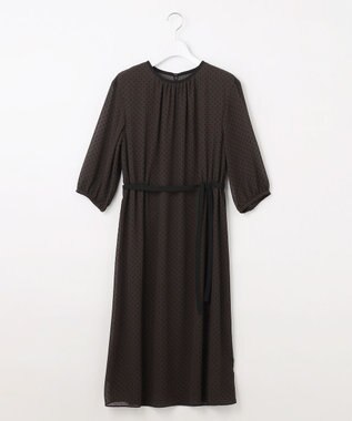 J.PRESS LADIES L 【洗える】ドットフロッキープリント ワンピース ブラウンベース系