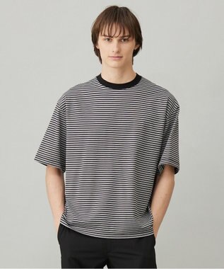 UNFILO MENS 【男女兼用】スマート ストレッチ ワイドTEE【ギフトにもおすすめ】 ブラックボーダー