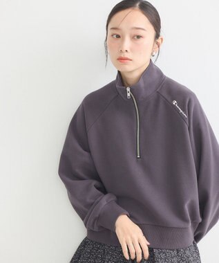 earth music&ecology チャンピオン　ｅｍａｅハーフジップ裏毛プルオーハ Charcoal Gray