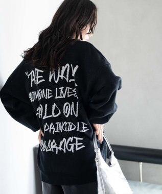 WEGO ハンドライティングジャガードニット ブラック