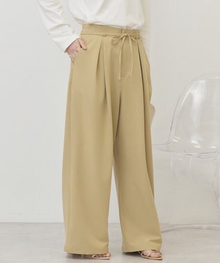AMERICAN HOLIC リボン付きタックワイドパンツ Beige