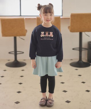 ANY KIDS 【らくっトレーナー】アニマル 裏毛 サガラ刺しゅう トレーナー ネイビー（クマ）