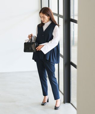 #Newans 【セレモニーにも】〈亀恭子さんコラボ〉サイドギャザージレ ネイビー