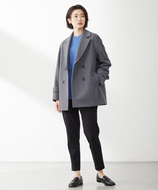 J.PRESS LADIES 【洗える】CASHMERE BLEND クルーネック ニット サックスブルー系