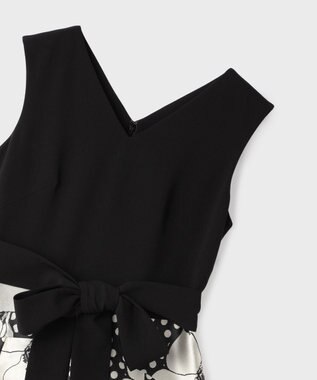 GRACE CONTINENTAL ドットボタニカルジャガードドレス ブラック