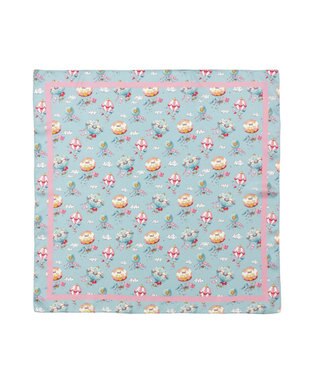 MOONBAT PAUL&JOE ACCESSOIRES(ポール & ジョー) シルクスカーフ 空 オーステルリッツ記念柱 ネコと毛糸 気球 65cm×65cm 手洗いOK サックスブルー