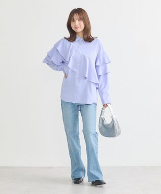 earth music&ecology アシメラッフルシャツ Sax