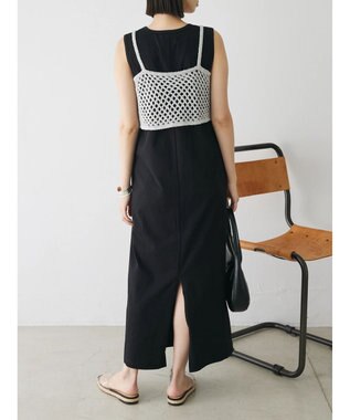 Green Parks ニットビスチェ付きカットソーワンピース Black