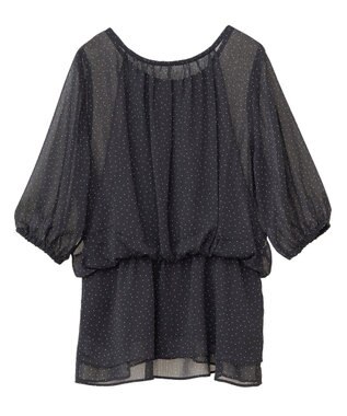 earth music&ecology レイヤードライクドット柄ブラウス Black