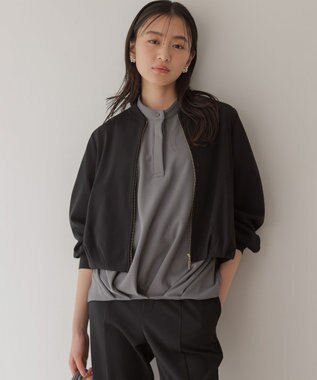 組曲 【WEB限定】ジョーゼットジャージー ブルゾン ブラック系