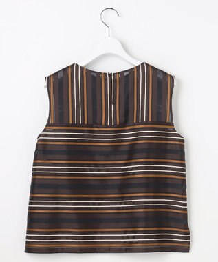 自由区 マルチストライプジャカードノースリーブ ブラウス ブラウン系