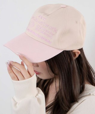 WEGO ロゴ刺繍バイカラーキャップ ライトピンク