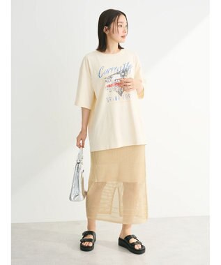 Green Parks ２ｗａｙ　メッシュ編みニットＩラインスカート（ペチ付き） Gold