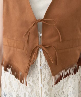 earth music&ecology スウェード調フリンジベスト Brown