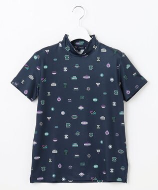 23区GOLF 【WOMEN】【吸水速乾・UVケア】ステッカープリント モックネックシャツ ネイビー系5