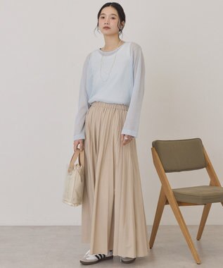 AMERICAN HOLIC 【選べる丈】シアープリーツスカート Beige