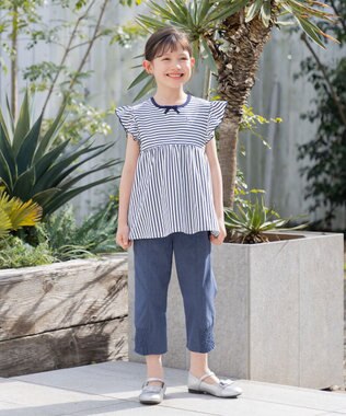 組曲 KIDS 【UVケア】【110-140㎝】マリンボーダー チュニック ネイビー