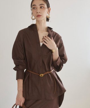 WEGO 【ANGIE VINTAGE】レザーライクシャツ＆スカートセットアップ ブラウン