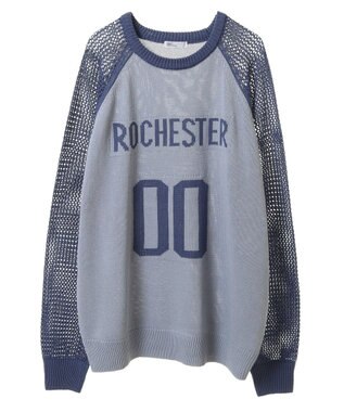 CRAFT STANDARD BOUTIQUE ロゴジャガードメッシュニットプルオーバー Blue