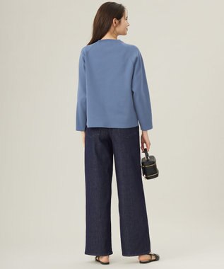 自由区 【洗える】パールディティールプルオーバー ニット ブルー