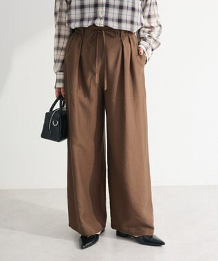 Green Parks 共ベルト付きツイルカラーパンツ Brown