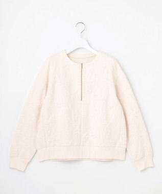 J.PRESS LADIES L 【一枚で着映え】フクレジャガード ハーフジップ トップス アイボリー系