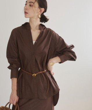WEGO 【ANGIE VINTAGE】レザーライクシャツ＆スカートセットアップ ブラウン