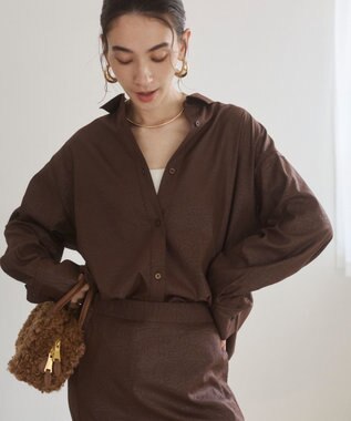 WEGO 【ANGIE VINTAGE】レザーライクシャツ＆スカートセットアップ ブラウン