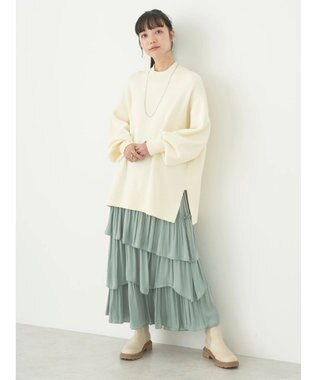 earth music&ecology やわらかタッチハイネックチュニック Ivory