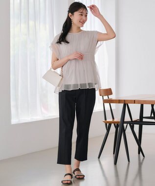 ANY SIS 【接触冷感・UVカット・撥水】クールタッチテーパード パンツ ブラック