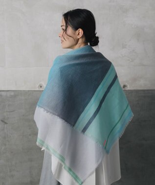 POLS 播州織 極細コットンストール ブルー