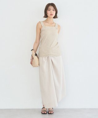 earth music&ecology チェーンリブラメカットタンクトップ Beige