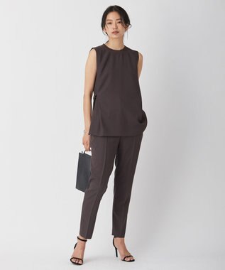 ICB L 【新色追加・洗える】 FluidBackSatin ドロストパンツ ダークブラウン系