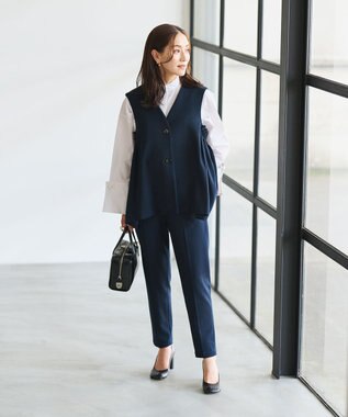 #Newans 【セレモニーにも】〈亀恭子さんコラボ〉サイドギャザージレ ネイビー