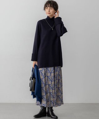 23区 ピュアカシミヤ フリンジ ストール ブルー系