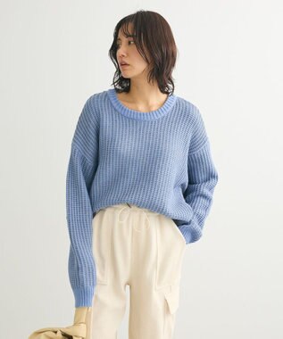 Green Parks ・ＥＬＥＮＣＡＲＥ　ＤＵＥ　タック編バイカラーニット Blue