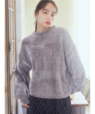 earth music&ecology シャイニーベロアモールプルオーバー Gray Beige
