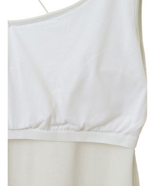 Green Parks カップ付きアシンメトリーラメタンクトップ Off White