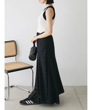 Green Parks デザインヘム配色ニットタンクトップ Off White