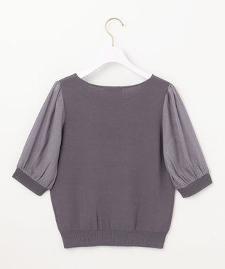 ANY SIS L 【洗える】ハートネックファブリックコンビ ニット グレー系