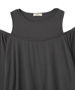 earth music&ecology マルチウェイショルダースリットトップス Charcoal Gray